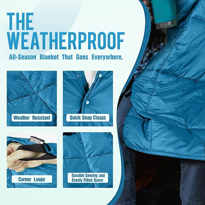 covacure Camping Blanket - Outdoor Travel Blanket, Packable, Puffy Blanket, Lightweight & Warm Quilt for Camping, Hiking, Backpacking, Outdoors, Travel, Beach