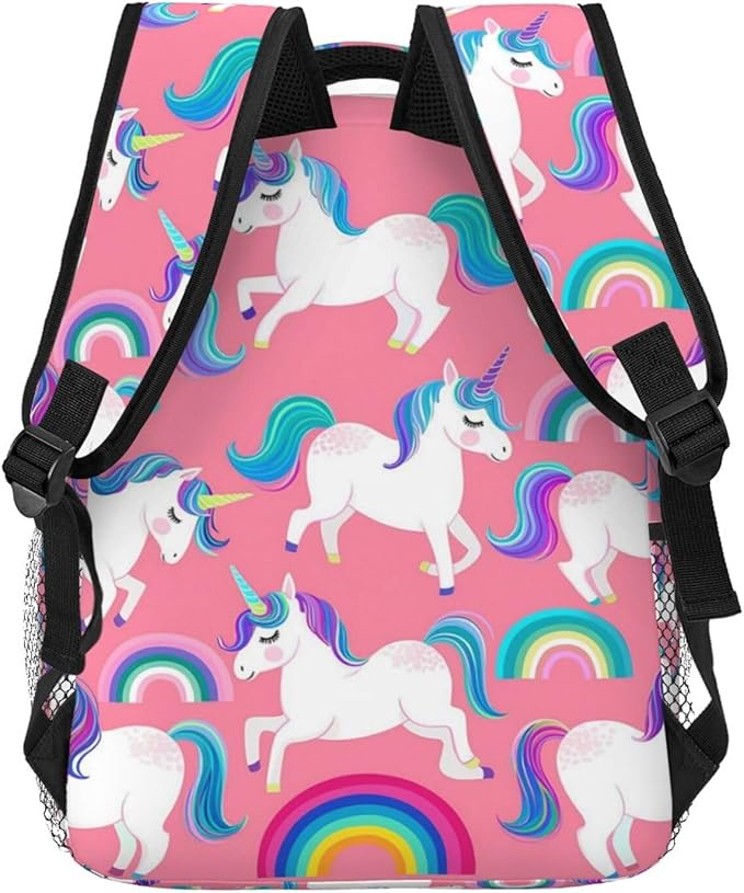 Men Women Lightweight Unicorn Rainbow Casual Daypack Big Capacity Bookbag With Padded Straps for Gym Travel Walking Cycling