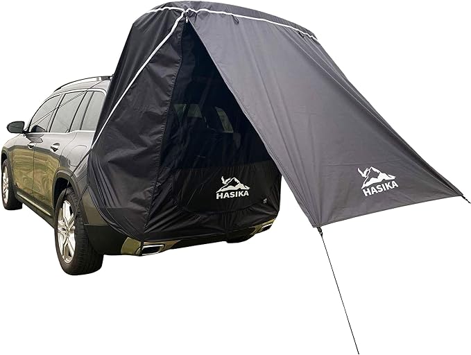 Hasika SUV Tailgate Tent - Universal Car Camping Awning, 3000mm Waterproof & UPF 50+ - Portable Hatchback Tent Privacy Shelter for SUV, CUV, Minivan - Easy Setup Road Trip Essentials Black Large