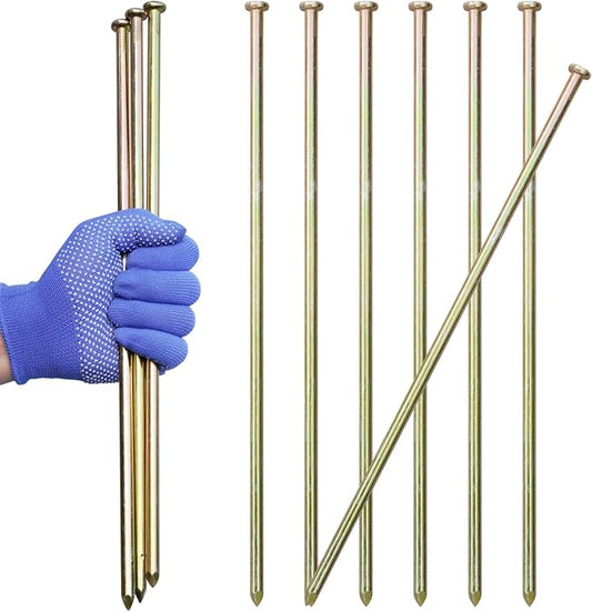 10 Pcs 16 Inch Landscape Stakes, Heavy Duty Galvanized Rebar Stakes for Paver Edging, Weed Barrier, Floor Covering, Artificial Turf, Camping Tent and More