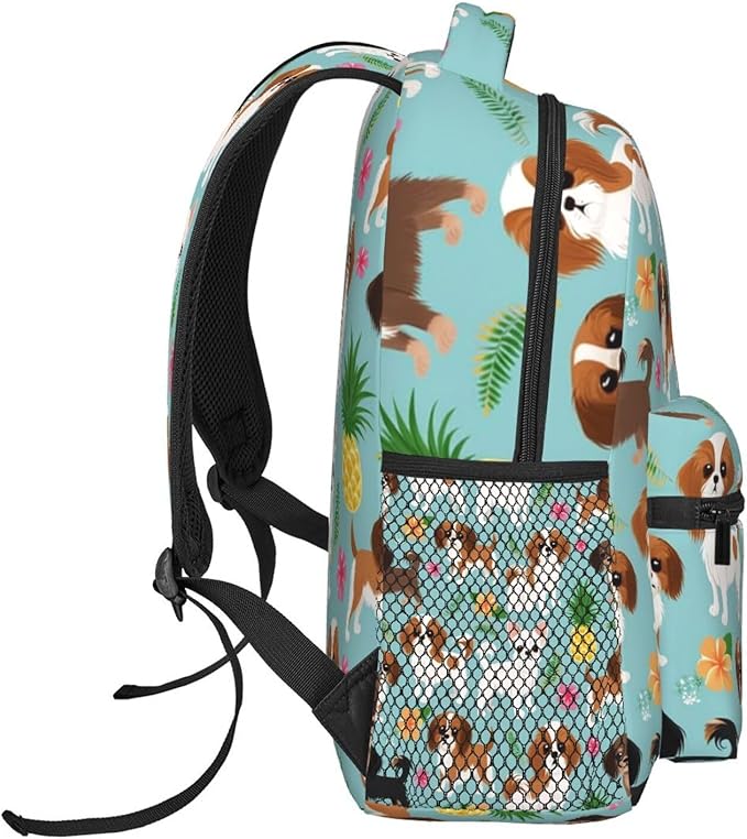 Polyester Daypack for Camping Travel Walking Cycling, Big Capacity Anti-Theft Multipurpose Bookbag, Chihuahua Dog Pineapple Camping Outdoor Backpack