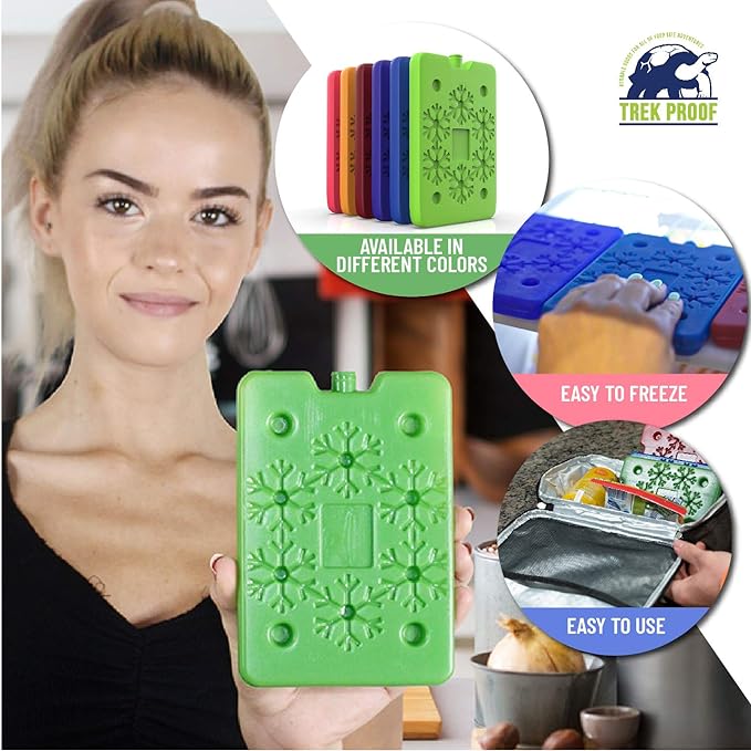 TrekProof Multicolor Lunch Bag Ice Packs, 6-Piece Set, Reusable and Eco-Friendly, Portable and Compact, Ideal for Travel, Camping, Picnics, and School