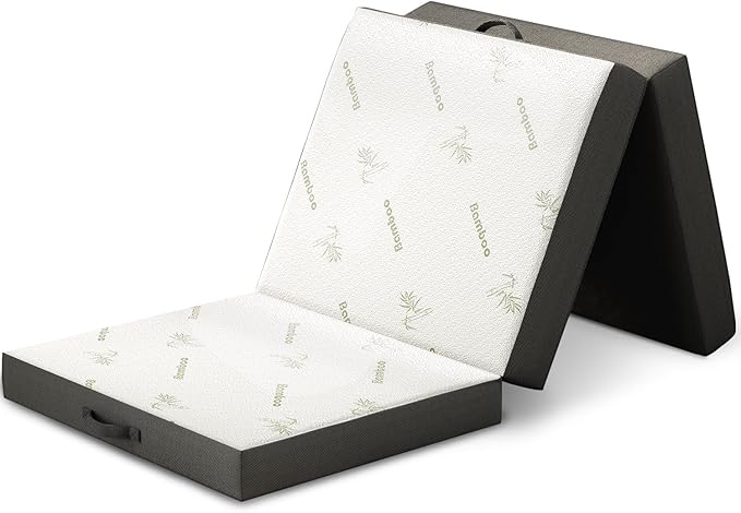Cozzzi Folding Mattress - Twin Size Trifold Foam Mattress Topper with Removable Cover - Lightweight and Portable Sleeping Mat - Compact and Easy to Storage 75" x 31" x 4” (Grey)