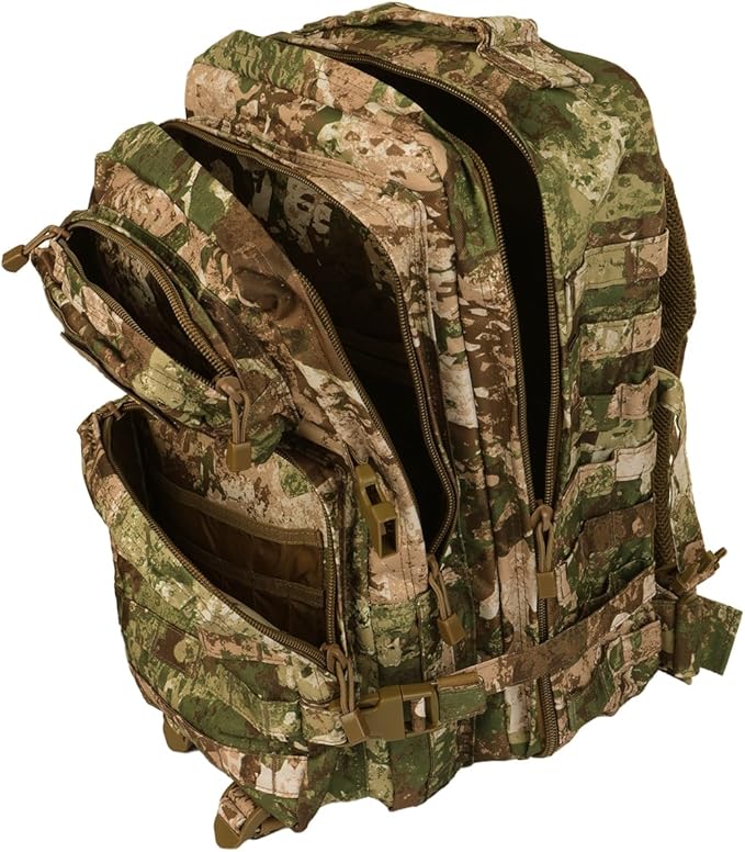Mil-Tec Unisex Assault Pack - Rugged Durable Lightweight Ergonomic Versatile Tactical Outdoor Camping Hiking Backpack with Adjustable Padded Shoulder Straps & MOLLE Loops, Phantomleaf WASP I Z2, 36L