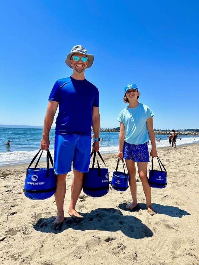 PUFFERFISH Better Bucket - Foldable Water Bucket for Sand Castles - Made from Recycled Plastic - Build Sand Castles with Ease (4L)