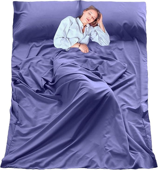 Sleeping Bag Liner, Ultralight Travel Sheet with Zipper and Compact Carry Bag, Portable Sleeping Camping Sheet, Soft Sleeping Bag Sack for Hotel, Hiking, Tenting, Camping