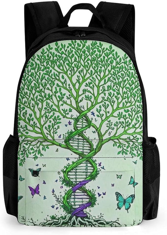 Supdreamc Rucksack Anti-Theft Multipurpose Large Capacity Carry On Bag, Dna Tree Of Life Art Travel Hiking Bag Day Pack With Side Pockets