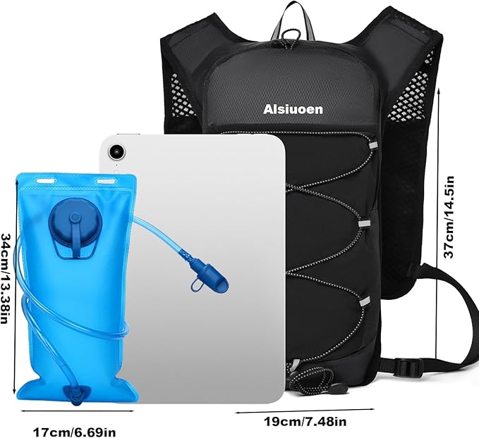 Hiking Hydration Pack Running Backpack Daypack Vest for Women Men,Lightweight Hydration Packs Cycling Biking Trail Race Rave Marathon (with 2L Water Bladder)