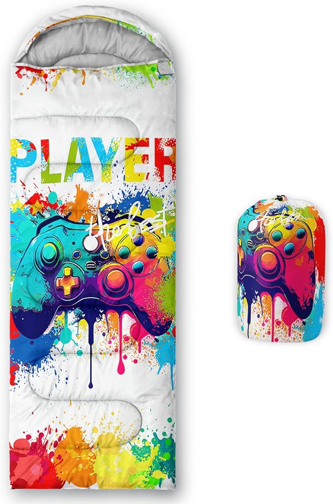 AILONEN Girls Pink Camping Sleeping Bags,Lightweight & Waterproof,3 Season Warm & Cool Weather,Cute Bow Duck Print Sleeping Bags for Kids,Girls,Adults Travelling,Outdoors