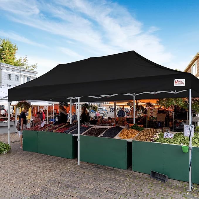 MASTERCANOPY 10x20 Heavy Duty Pop Up Commercial Instant Canopy with Sidewalls(10x20 Black)