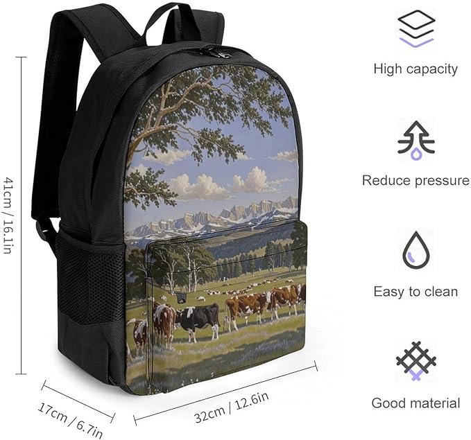 Rucksacks Lightweight Multipurpose Anti-Theft Animal Herefords Cattle Party Shoulder Bag Big Capacity Laptop Book Bag Rucksack With Padded Straps