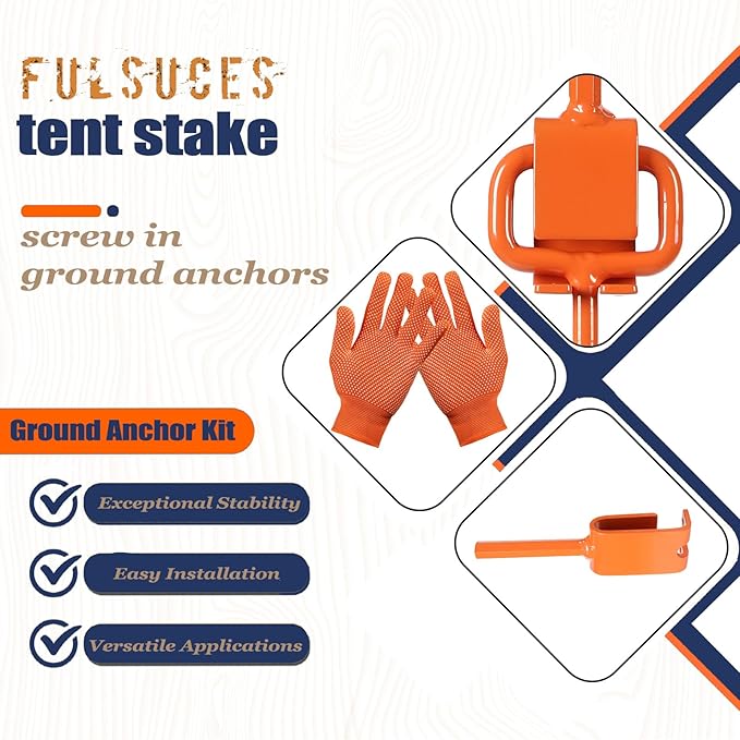 16In Tent Stakes, Ground Anchors Screw in, with 1PCS Tent Stakes Heavy Duty Adapter, for Screw Ground Anchors, Tree Straightening Kit, Anchors Tent, Mobile Home Anchors (Color : Orange, Size : 12PCS