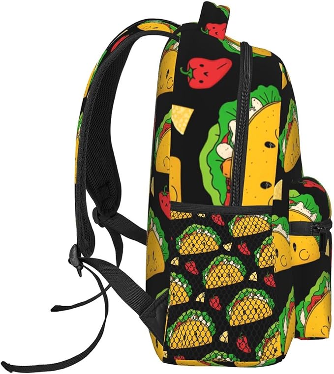 Men Women Lightweight Taco Tuesday Party Casual Daypack Big Capacity Bookbag With Padded Straps for Gym Travel Walking Cycling