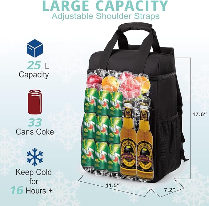 Cooler Backpack with Padded Top Handle, Lightweight Back Pack Coolers Insulated Leak Proof, Large Capacity Ice Chest for Women Men Beach Camping Picnic Fishing Hiking