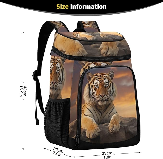 YETTASBIN Leakproof 36 Cans Cooler Backpack for Men Women - Tiger Insulated Backpack Cooler Large Capacity Waterproof Lunch Bag for Hiking, Camping, Beach, Fishing, Work