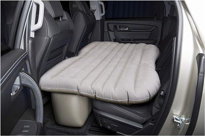Pittman Outdoors AirBedz Backseat Heavy Duty PVC Air Mattress with Portable DC Air Pump, Mid-Size, Tan