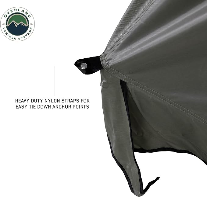 Overland Vehicle Systems LD TMBK Roof Top Tent Annex Green Base with Black Floor & Travel Cover - 420D Polyester Oxford Waterproof Material -1000g PVC Based Floor
