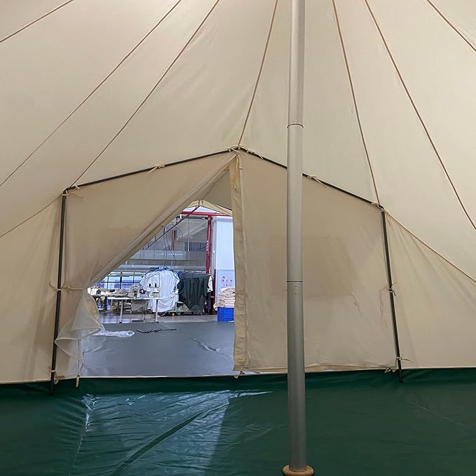 AM&HAIBEI 19.68×13.1ft Canvas Bell Tent for Glamping, 4-Season Yurt with Porch, Heavy Cotton Canvas Design for Outdoor Living