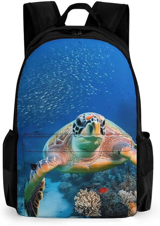 Lightweight Rucksack for Sports Travel Running, Big Capacity Multipurpose Anti-Theft Bookbag, Ocean Giant Sea Turtles Travel and Sport Backpack Rucksack