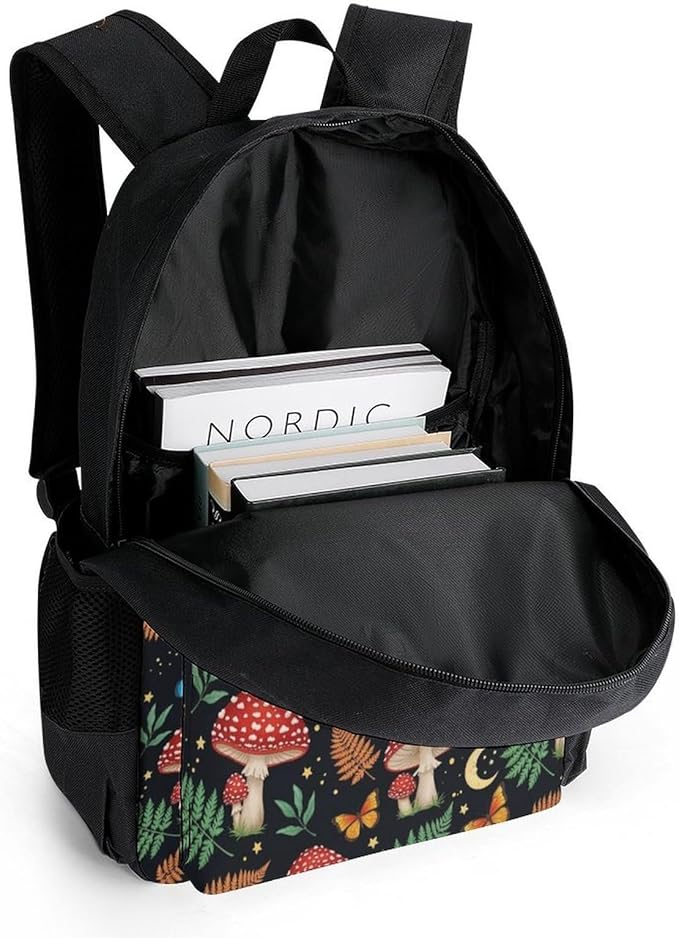 Multipurpose Business Travel Rucksack Moon Mushrooms College Bookbag with Large Capacity Backpack for College Men Women