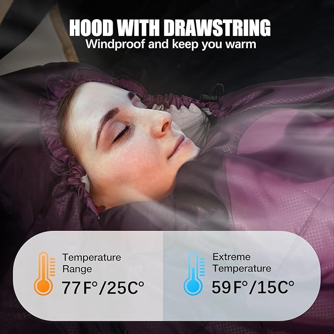 REDCAMP Ultra Lightweight Sleeping Bag for Backpacking, Hiking, Comfort for Adults Warm Weather, with Compression Sack