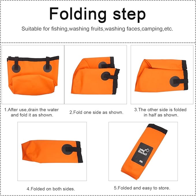 Esthesia Collapsible Bucket, 5 Gallon Portable Folding Water Container for Travelling, Camping, Hiking, Fishing, Gardening