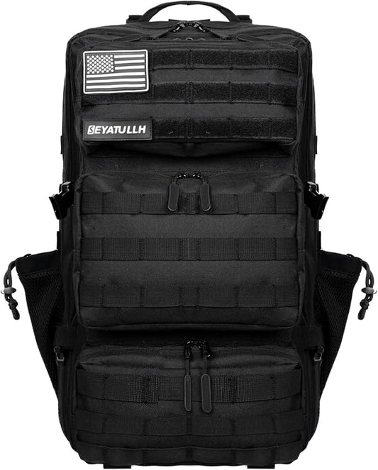 Military Tactical Backpack 55L for Men & Women Bug Out Bag Assault pack Molle Daypack Hiking Trekking Rucksack (Black)