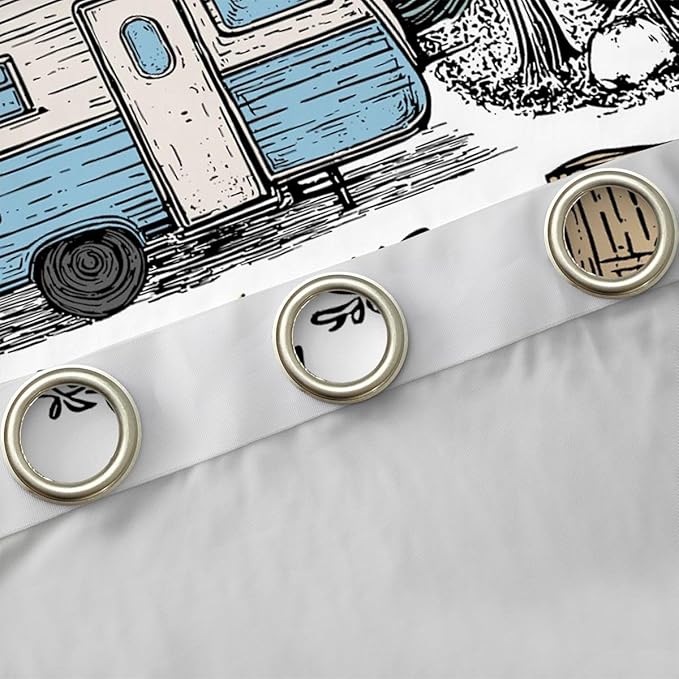 Feelyou Camping Camper Rv Curtains for Bedroom Living Room Happy Camping Blackout Shades Rustic Farmhouse Room Darkening Curtain Window Treatments, 2 Panels 38 x 45 Inch Decor