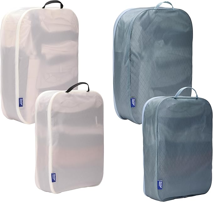 Thule Packing Cube Family Set, Includes 2 Large and 2 Medium Cubes, Transparent Fabric, YKK Zippers