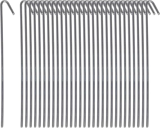 Pinnacle Mercantile 30 Pack Tent Stakes Metal Garden Edging Fence Hooks Pegs Christmas Decoration Stakes Made USA 9 inches Long