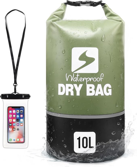 Soulsfeng Waterproof Dry Bag Roll Top Lightweight Dry Backpack for Boating, Kayaking, Travel, Beach, Swimming, Hiking & Camping - Floating Dry Sack with Adjustable Shoulder Straps 10L
