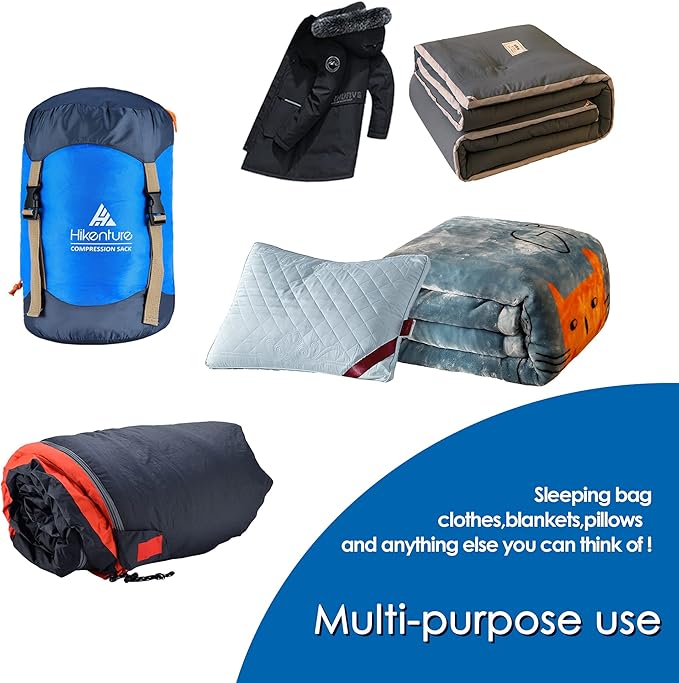 Hikenture Compression Sack for Sleeping Bag, Upgrade Anti-Tear Nylon Sleeping Bag Stuff Sack, 10L/14L/20L/30L Water-Resistant Compression Bag, Storage Bag