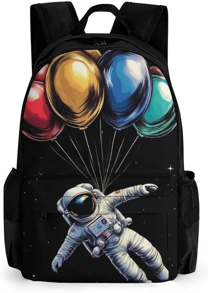 Supdreamc Backpack Polyester Multipurpose Anti-Theft Space Astronaut With Planets Balloon Art Shoulder Bag Big Capacity Gym Outdoor Hiking Backpack With Padded Straps