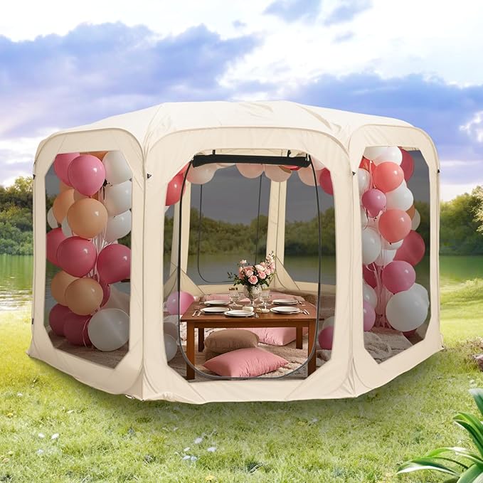 Screen House Tent Portable Canopy with Floor Mosquito Net Outdoor Room Perfect for Patio Backyard Gazebo Picnic Mesh.