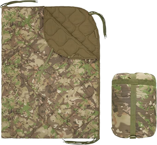 LOOGU Camo Blanket Waterproof Insulation Poncho Liner for Outdoor Camping, Hiking, Hunting, Survival, Backpacking, Picnicking