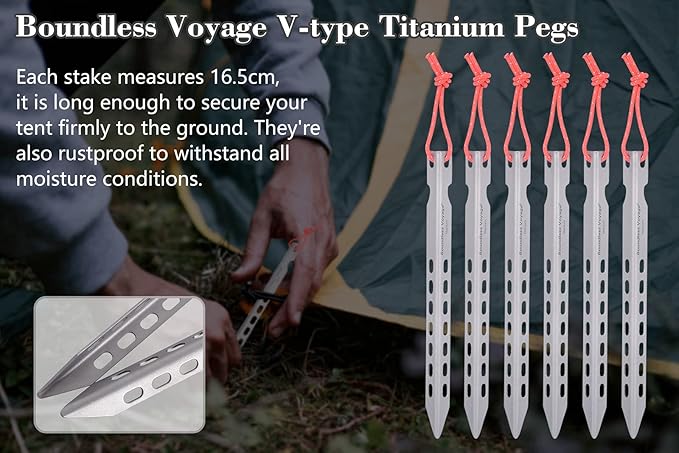 iBasingo 8 pcs/Lot Ultralight Titanium Tent Pegs Outdoor Camping Tent Stakes for Sand Heavy Duty Portable Tent Nail for Garden Picnic A-Ti4008P