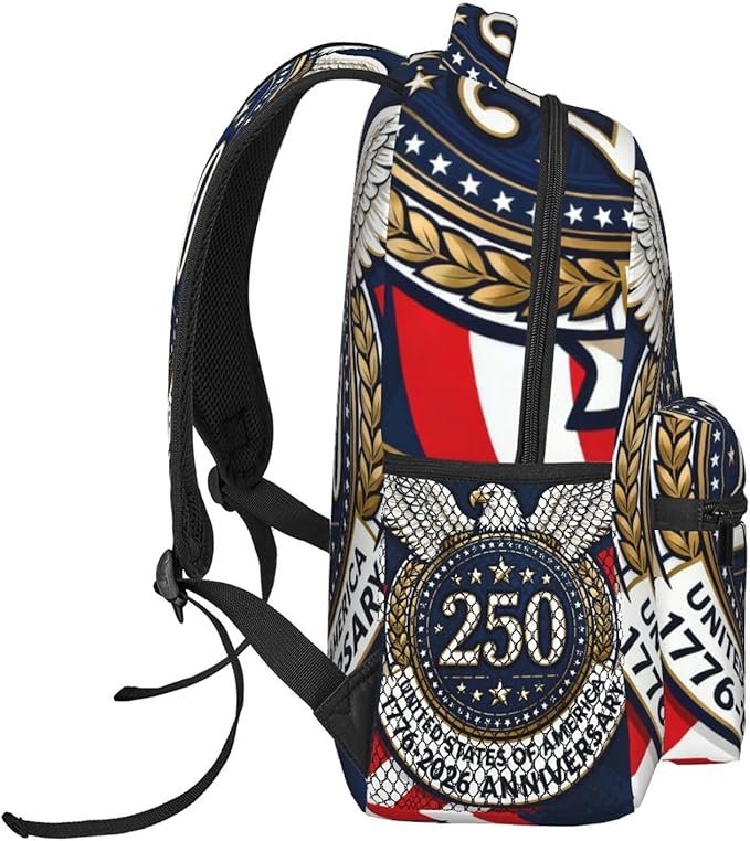 Lightweight Rucksacks for Climbing Outdoors Walking Cycling, Large Capacity Anti-Theft Multipurpose Carry On Bag, 250th Anniversary 1776-2026 Patriotic Eagle Art Camping Outdoor Backpack