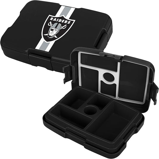 FOCO NFL Unisex-Adult Officially Licensed Team Color Stripe Primary Logo Football Leak Proof 5 Compartment Bento Lunch Box - Las Vegas Raiders