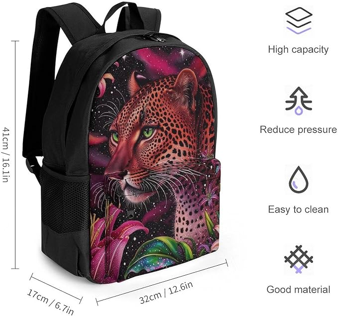Supdreamc Daypack Lightweight Multipurpose Anti-Theft Beautiful Wild Animal Tiger Abstract Florals Art Shoulder Bag Large Capacity Laptop Book Bag Rucksack With Adjustable Shoulder Straps