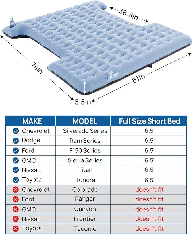JoyTutus 6.5ft Truck Tent Blue+JOYTUTUS 3.0 Upgraded Light Version Truck Bed