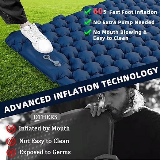 Inflatable Double Camping Mat with Pillow,Double Sleeping Pad, for Couples and Families Quick Inflation Design, Ideal for Outdoor Camping, Hiking, and Backpacking