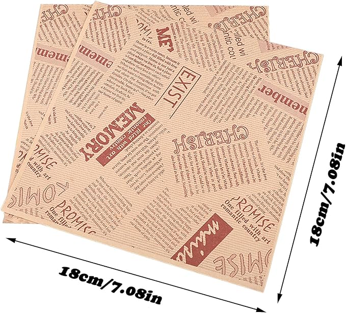 Paper Hamburger Bags 7 × 7 "50pcs, Food-Grade Oil-Proof Triangular Snack And Pastry Bags, Recyclable Packaging, Doughnut Sandwich Bread Food Packaging (English Print)