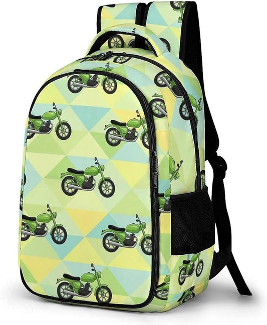 Water Resistant Laptop Backpack Motorcycle Motorbike Motor Bicycle Dirt Bike Mint Gree, Business Anti Theft Computer Bag with Water Bottle Pockets for College Men Women