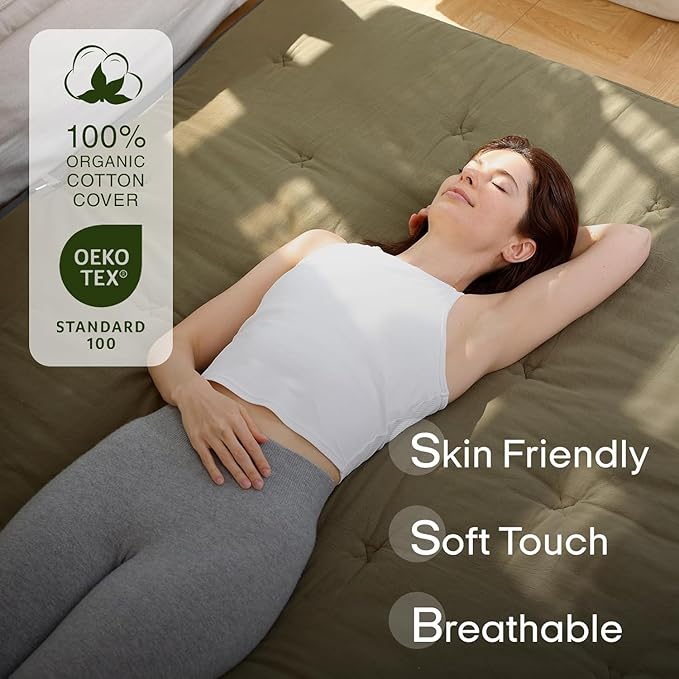 ZonLi Japanese Floor Futon Mattress Full Size 75"x 54", 100% Cotton Cover 2.5'' Thicken Tatami Mattress, Foldable Sleeping Pad, Portable Dormitory Tatami Mat, Roll Up Floor Lounger Bed for Adult