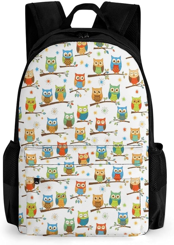 Polyester Daypack Backpack for Trekking Picnic Walking Cycling, Large Capacity Anti-Theft Multipurpose Shoulder Bag, Cute Lovely Owl Patterns Casual Daypack