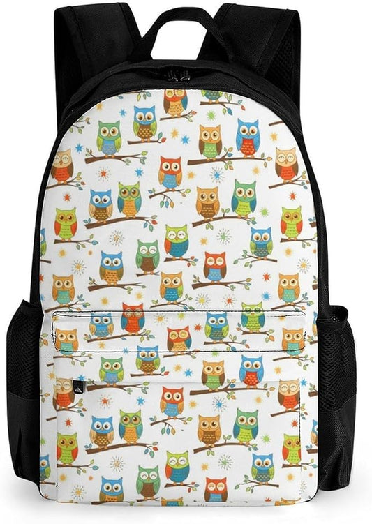 Polyester Daypack Backpack for Trekking Picnic Walking Cycling, Large Capacity Anti-Theft Multipurpose Shoulder Bag, Cute Lovely Owl Patterns Casual Daypack