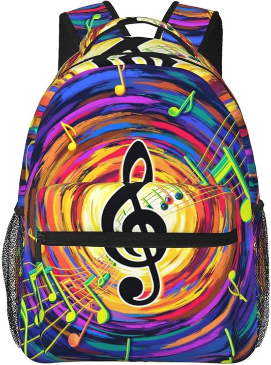 Men Women Lightweight Abstract Music Notes Art Backpack Large Capacity Carry On Bag With Padded Straps for Sports Work Walking Cycling
