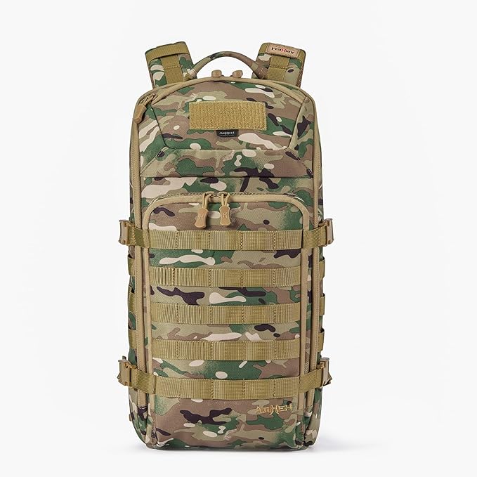 20L Slim Tactical Backpack - Suspended 13" Laptop Compartment, Rugged MOLLE Daypack for Everyday Carry, Work, Travel (Camo)