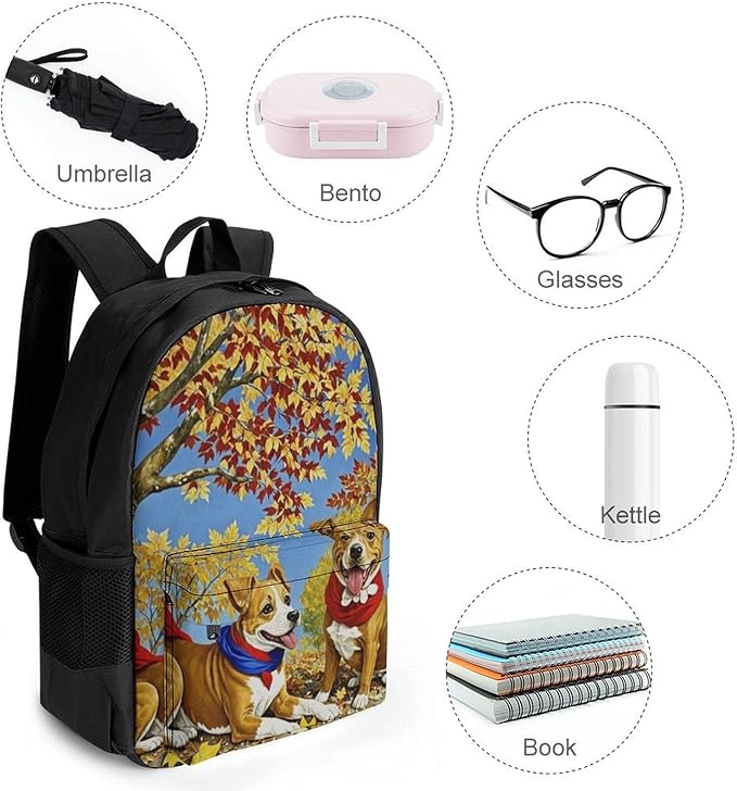 Daypack Anti-Theft Multipurpose Large Capacity Shoulder Bag, Happy Cute Dogs Baseball Travel Hiking Camping Rucksack With Smooth Zippers