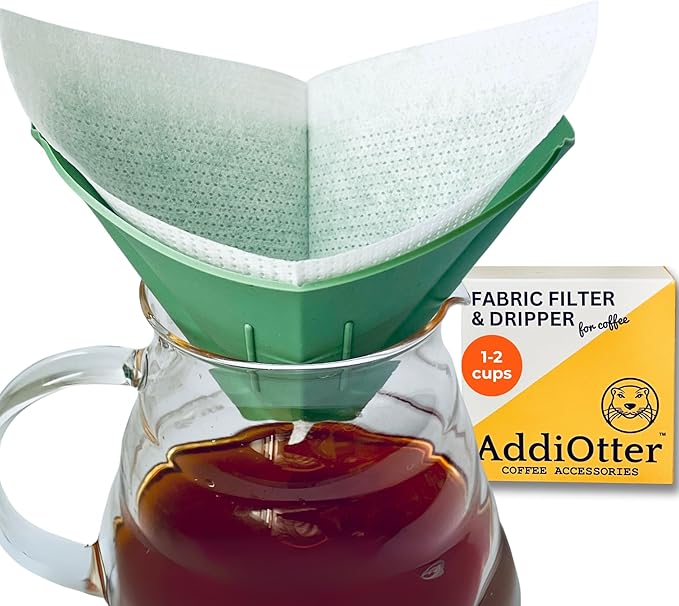 Pour-over Coffee Set for Home/Outdoor Adventures, Includes 80 Disposable Fabric Filters & 1 Dripper, Brew for 1-2 Cups, Enhanced Extraction Filters for Brewing Smooth & Flavorful Coffees